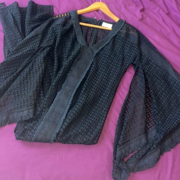 VMT $550 Caftan Maxi Dress Black S Small Veronica Toub Whimsy Witchy Goth - Picture 4 of 5